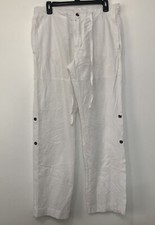 Womens wide leg 100 cotton pants white size small waist 32 inseam 32 beachy