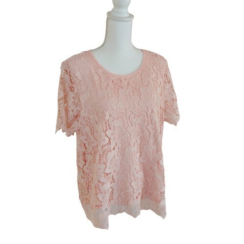 Philosophy XXL NWT Lace Top Light Pink Lined Short Sleeve MSRP $78 - Picture 1 of 7