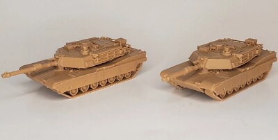 2 Pack - HO Scale - M1A2 Abrams Tank - Brown - 1:87 Scale - Mini Model Army  NEW