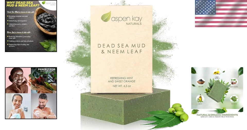 Handcrafted Neem & Dead Sea Mud Soap Bar - Luxurious Bar for All Skin Types - Image 2 of 4