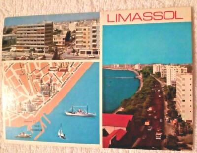 KARTE; ZYPERN; LIMASSOL; BRIEFMARKEN 1974 FLÜCHTLINGSFONDS; CASSIOPEIA; LEDA MOSAIK