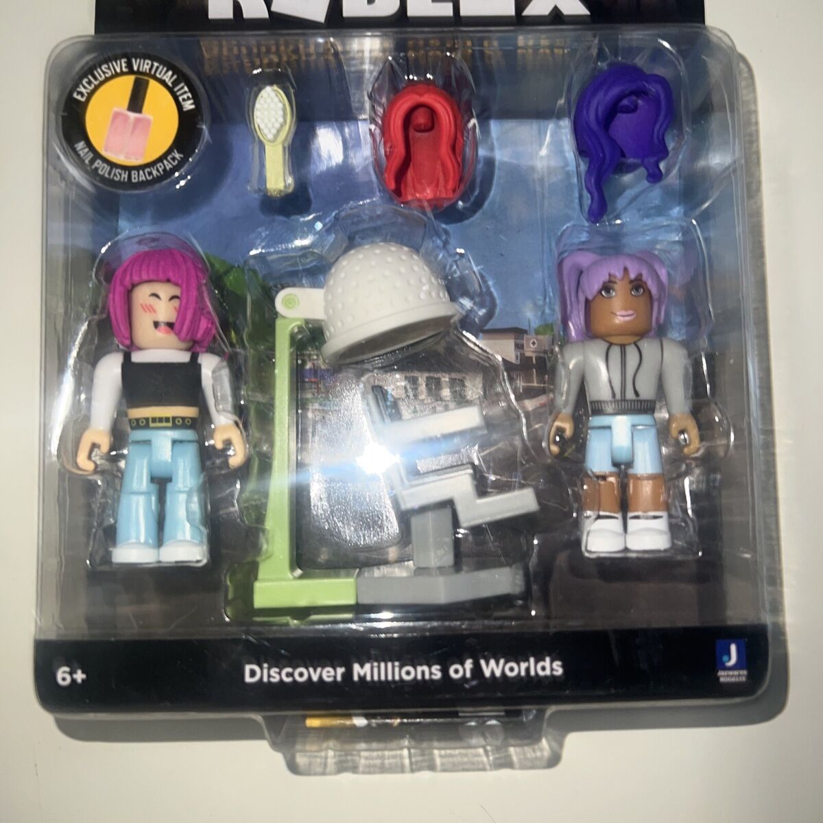 Roblox Action Collection Brookhaven Hair & Nails Action Figures w/ Virtual  item