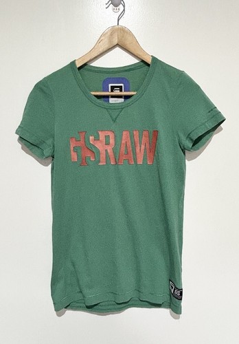 G Star Raw Women Green 100% Cotton Short Sleeve Graphic Print T Shirt Top Sz S - Picture 2 of 9