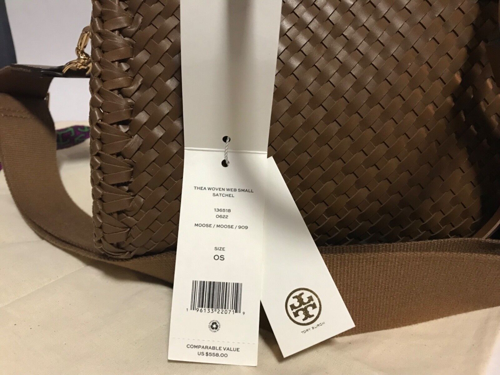 Tory Burch Thea Web Large Shoulder Bag Moose Size OS, Luxury, Bags &  Wallets on Carousell