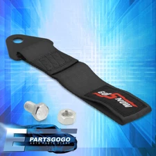 Universal Godsnow JDM Recovery Tow Hook Strap Belt Rope Front Rear Bumper Black
