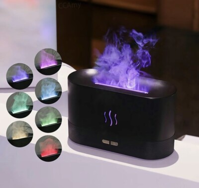 3D Flame Mist Humidifier, Portable, LED 9-Color Aroma Essential Oil Diffuser