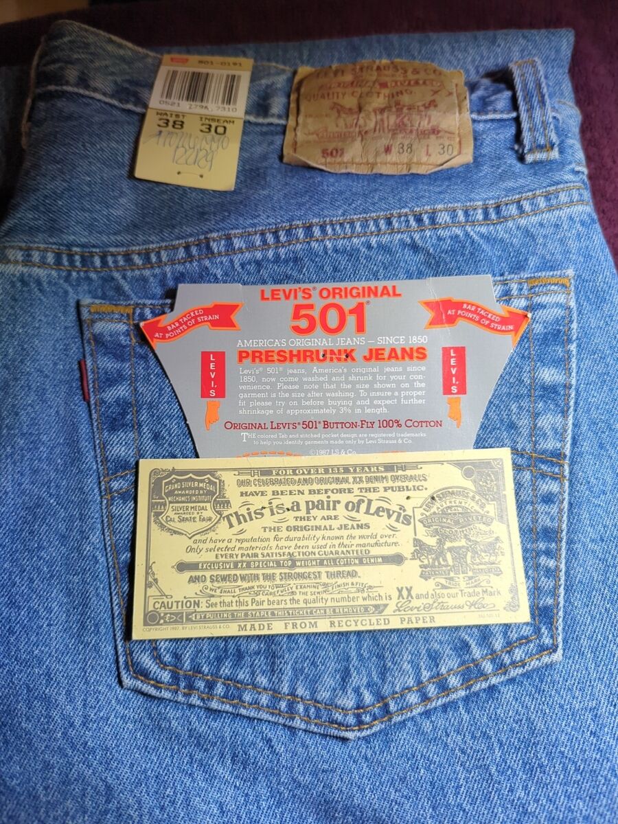 NOS Vintage 80s Levis 501 Preshrunk Denim Jeans Made in USA NOS Vintage 80s Levis 501 Preshrunk Denim Jeans Made in USA