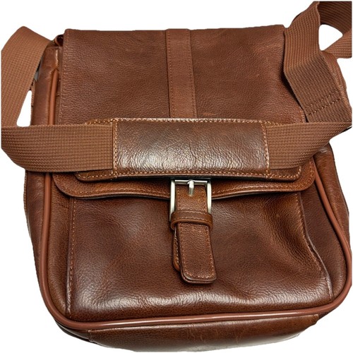 Vintage Wilson Leather Messenger Bag Xby Shoulder Unisex Brown Multi Pockets - Picture 11 of 12
