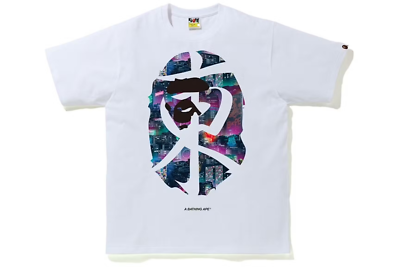 BAPE A BATHING APE Neon Tokyo Kanji Tee Men's T-Shirt Camo White
