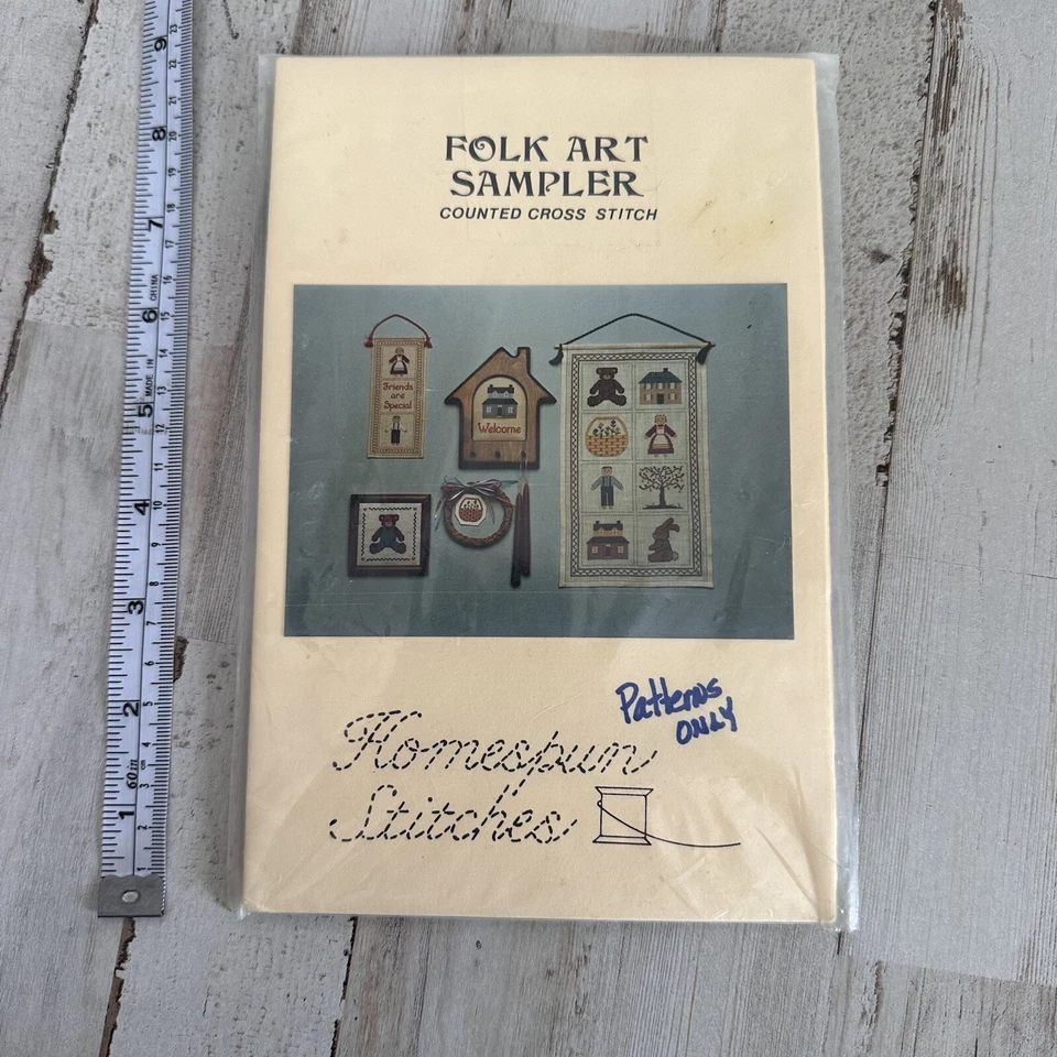 Folk Art Sampler Counted Cross Stitch Patterns ONLY Welcome Friends Country - Image 3 of 4