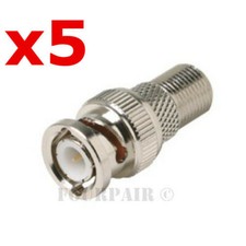 5 Pack BNC Male Plug to F-Type Female Coax CCTV RG59 Cable Adapter Connector