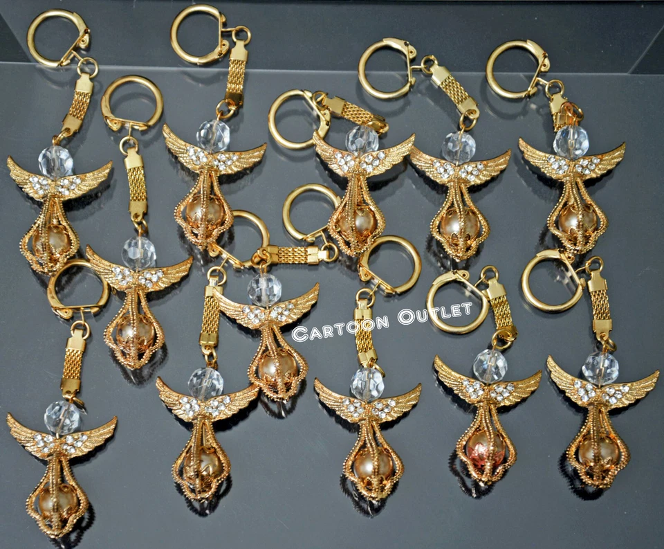 12 chaveiros anjo primeira comunhão batismo ouro festa favores Recuerdos Bautizo - Imagem 4 de 4