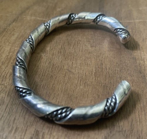 Vintage Indianer 925 Sterling Silber gedrehtes Seil Manschette Armband - Bild 3 von 8