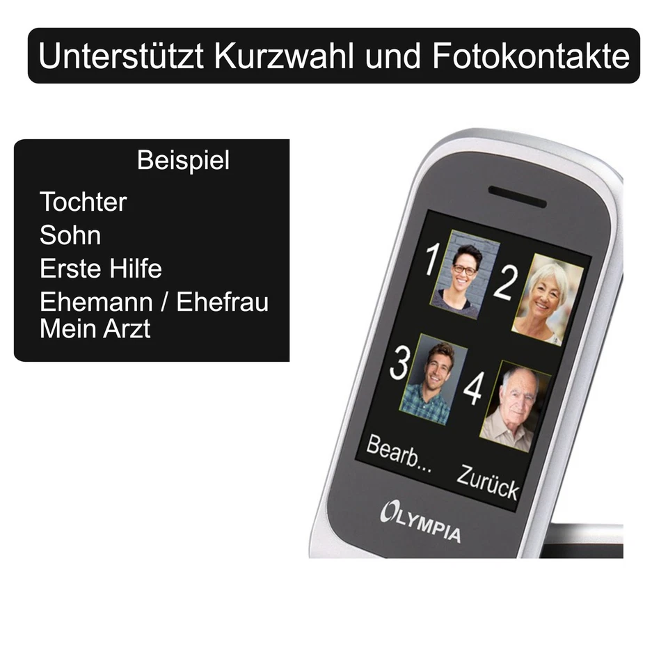 OLYMPIA Janus Senioren Mobiltelefon Handy große Tasten und Farbdisplay, Rot - Bild 4 von 4