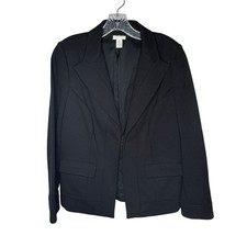 Chico  s Black One Button Blazer Jacket Women  s Size 1 M 8-10 Stretch Career Work