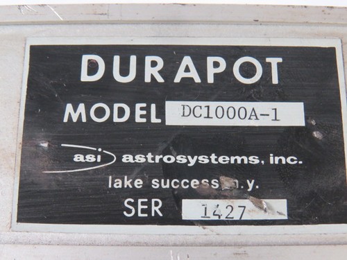 Durapot DC1000A-1 Transducer 9-Pin D-Sub Connectors USED - Picture 4 of 4