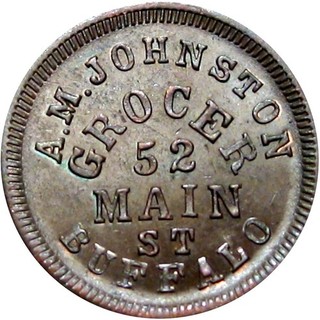 1863 Buffalo New York Civil War Token A M Johnston Grocer