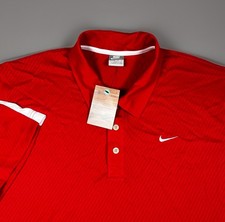 Vintage Nike Sportswear Gray Tag Polo Shirt Men XL Red White Trim/Swoosh-NWT