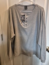 Warner Bro. Studio Looney Tunes Thermal Shirt Men's Long Sleeve Size XL Gray