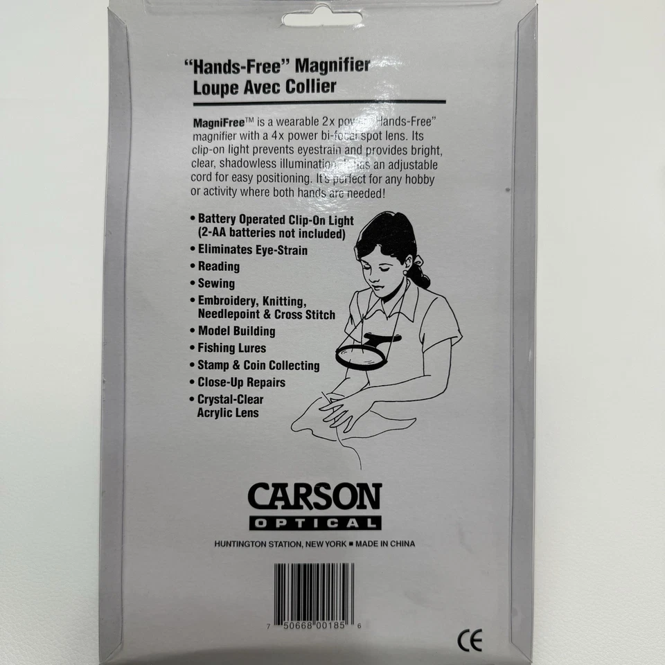 Lupa manos libres iluminada Carson MagniFree manualidades eléctricas lectura costura pasatiempo Foto 3 de 3
