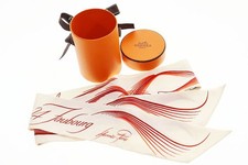 HERMES 24 FAUBOURG Twilly Thai Scarf Silk Made in Italy Ivory Brand Used Vector