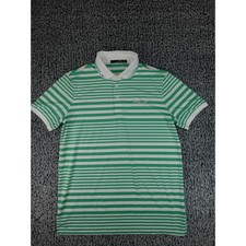 RLX Ralph Lauren Mens Polo Shirt Large Green White Striped Performance Golf Tee