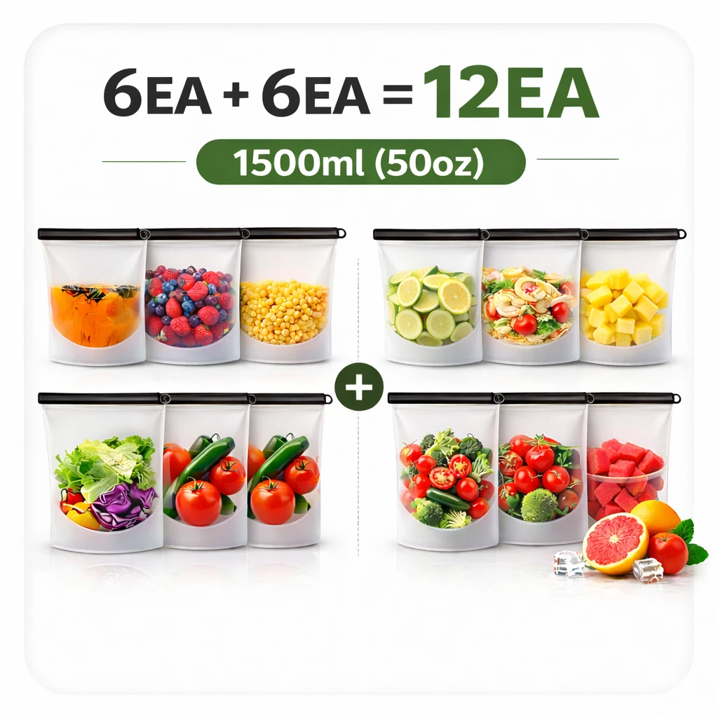 (12pc)Reusable Silicone Food Storage Bags 50oz Leakproof Freezer Microwave safe
Opens in a new windo