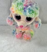 Ty Beanie Boo Rainbow the Poodle 6” Plush Dog Stuffed Animal Glitter Eyes Puppy