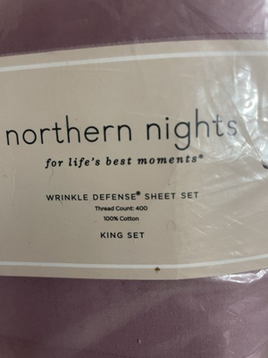 #ad Northern Nights Wrinkle Defense Dobby Stripe King Sheet Set Orchid Pink 400 TC $71.99