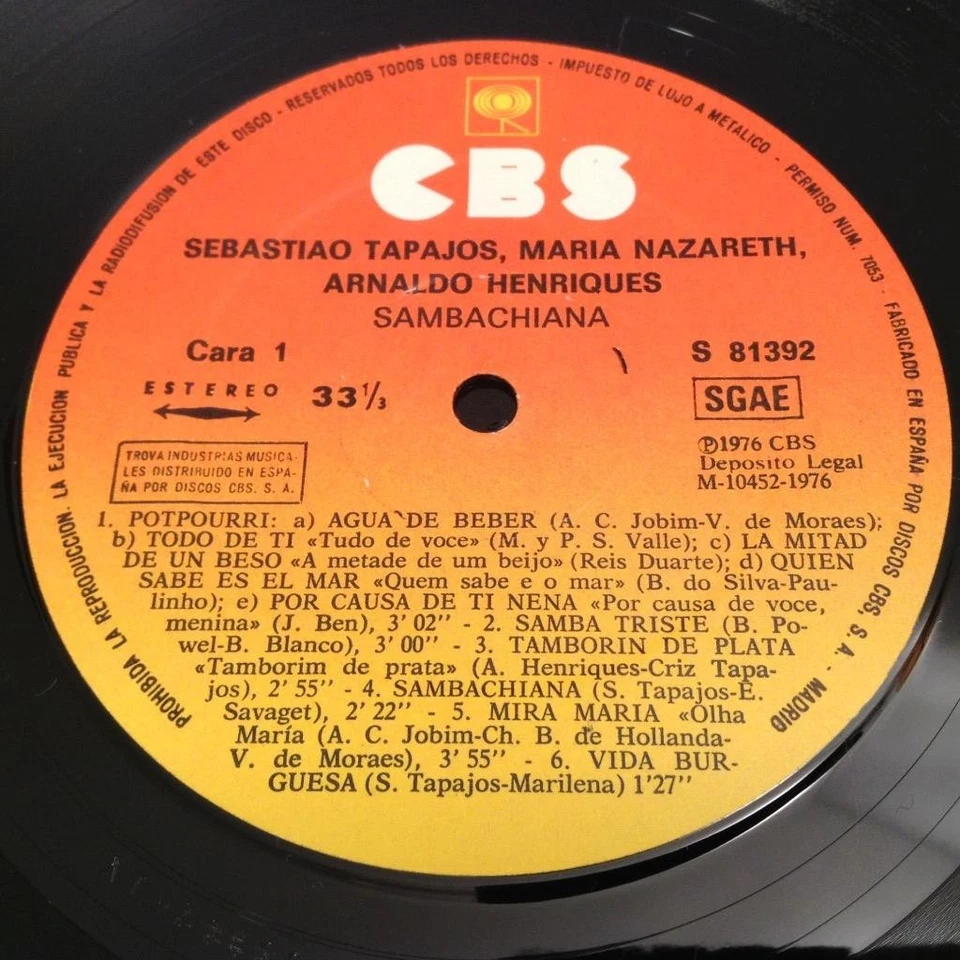 SEBASTIAO TAPAJOS~MARIA NAZARETH~ARNALDO HENRIQUES MINT BOSSA FUNK LP CBS Trova - Image 3 of 4