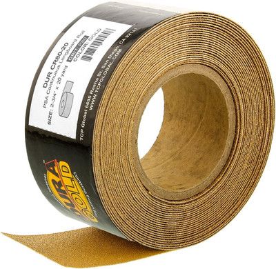 Premium Gold 80 Grit PSA Longboard Sandpaper, 20 Yard Roll, 2-3/4'' Wide, Self Ad