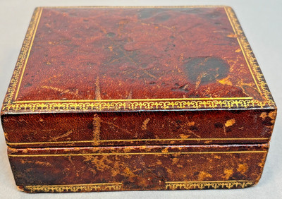 Vintage Antique Gold Gilt  Leather Domed  Trinket, Cigarette or Jewelry Box