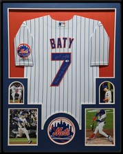FRAMED NEW YORK METS BRETT BATY AUTOGRAPHED SIGNED INSCRIBED JERSEY JSA COA