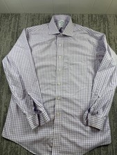 Brooks Brothers Dress Shirt Mens 16 34/35 Purple Gingham Regent Non Iron Supima