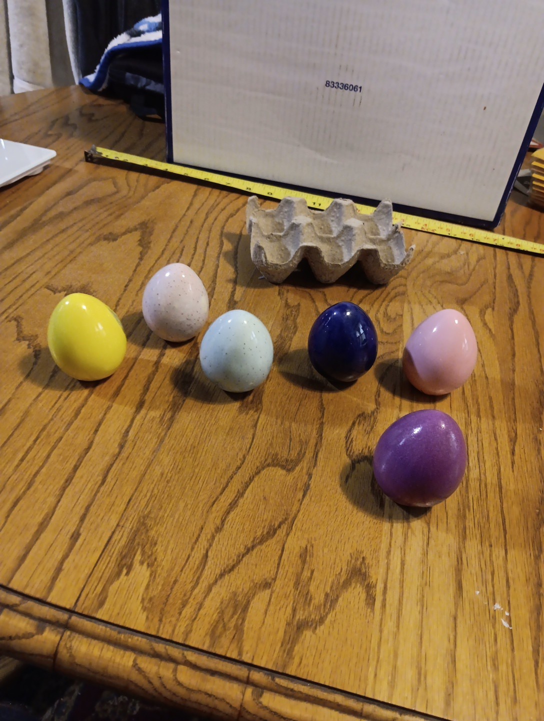 6 Painted Porcelain Eggs 2000- 2001. Flowers,Indians, Buffalo, Cranes