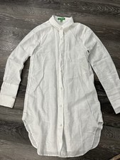 J Crew Shirt Coverup Womens XXS White Tunic Button Roll Tab Sleeve Collared