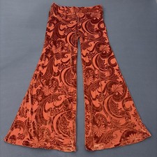 Urban Outfitters Women’s Pants Sz 4 Isla Velvet Burnout Flare Sheer Paisley 70’s