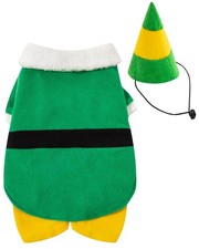 Dog Elf Costume for Pets Party Winter Warm Clothes X-Large, Green