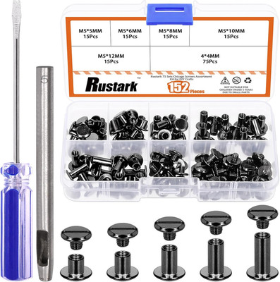 75 Sets 5 Größen Schwarz M5 Chicago Schrauben Set mit Einstellwerkzeug, Chicago 