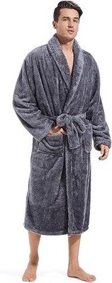 Bata Larga De Baño Con Bolsillos Para Hombre, Ropa De Dormir De Color Sólido, US