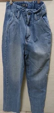 Women's Abercrombie & Fitch Mom Jeans High Waist Tapered Light Wash Straight Leg