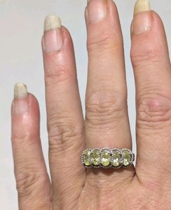 Authentic 925 Sterling Silver Gold Plated White & Lemon CZ Open Tiered Bezel Ring Size 10