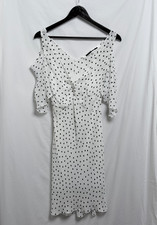 Alexander McQueen Polka Dot Cold Shoulder Twist Short Dress – IT 36 UK 8 US 4