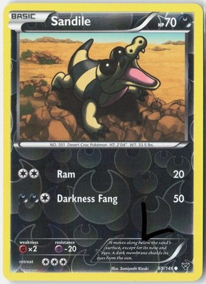 Sandile 69/146 Common XY Pokemon Reverse Holo Lightly Played