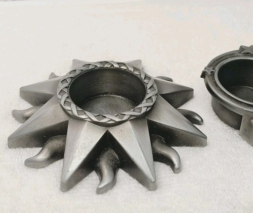 Pewter Sun, Star & Man In The Moon Votive Tea Light Candle Holders Boho - Picture 2 of 11