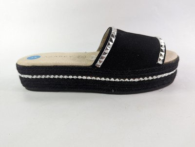 Azarey schwarze Wildleder Leder Plateau Espadrilles Sandalen Pantoletten UK 8 EU 41