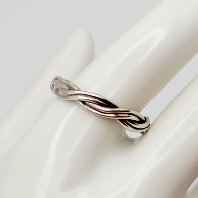Southwest Unisex Braid Twist Sterling Silver Band Ring Sz 11.25 Unmarked Tested