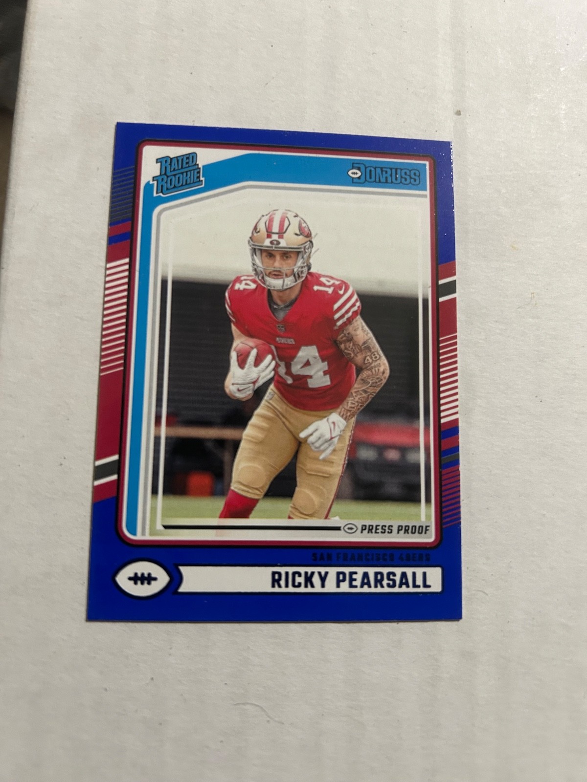 2024 Donruss Blue Press Proof Rated Rookie Ricky Pearsall #318 SF 49Ers (RC)