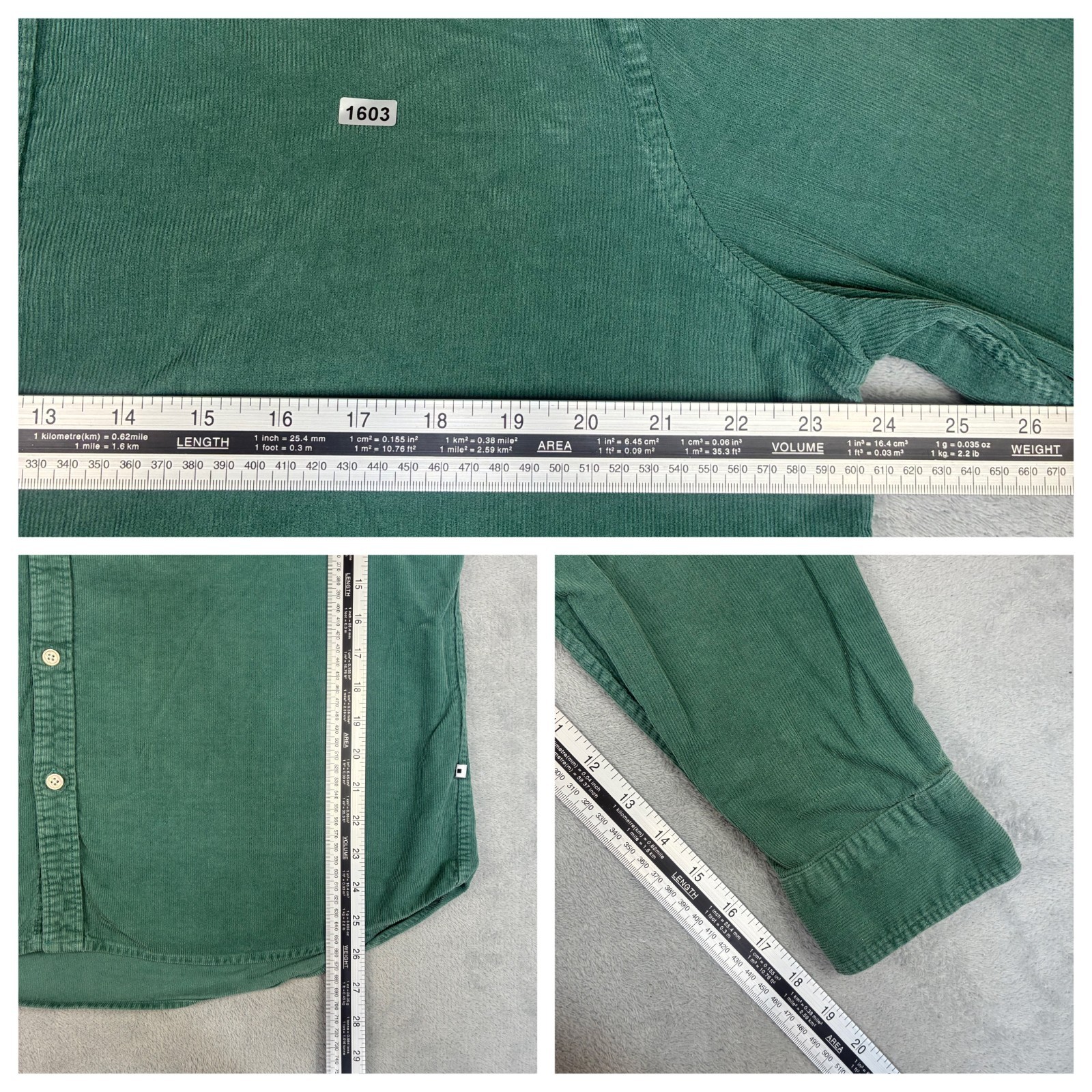 VTG Minimum Green Corduroy Size XL Long Sleeve Button Down Shirt image 5