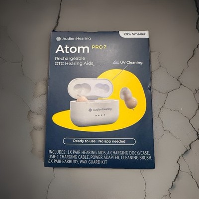 Audien Atom Pro 2 Rechargeable OTC Hearing Aids Wireless Hearing Amplifier New